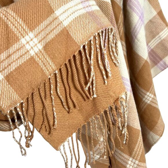 J. Crew Reversible Paid Blanket Fringe Poncho M/L - Picture 6 of 9